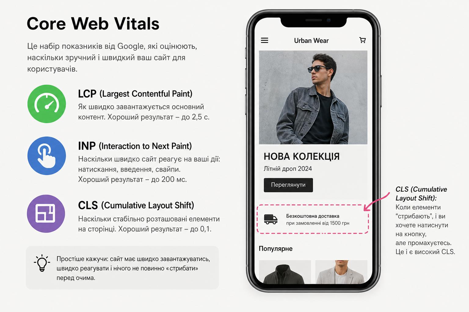 Core Web Vitals та INP простими словами. Cumulative Layout Shift: коли елементи стрибають, а ви клацаєте не туди