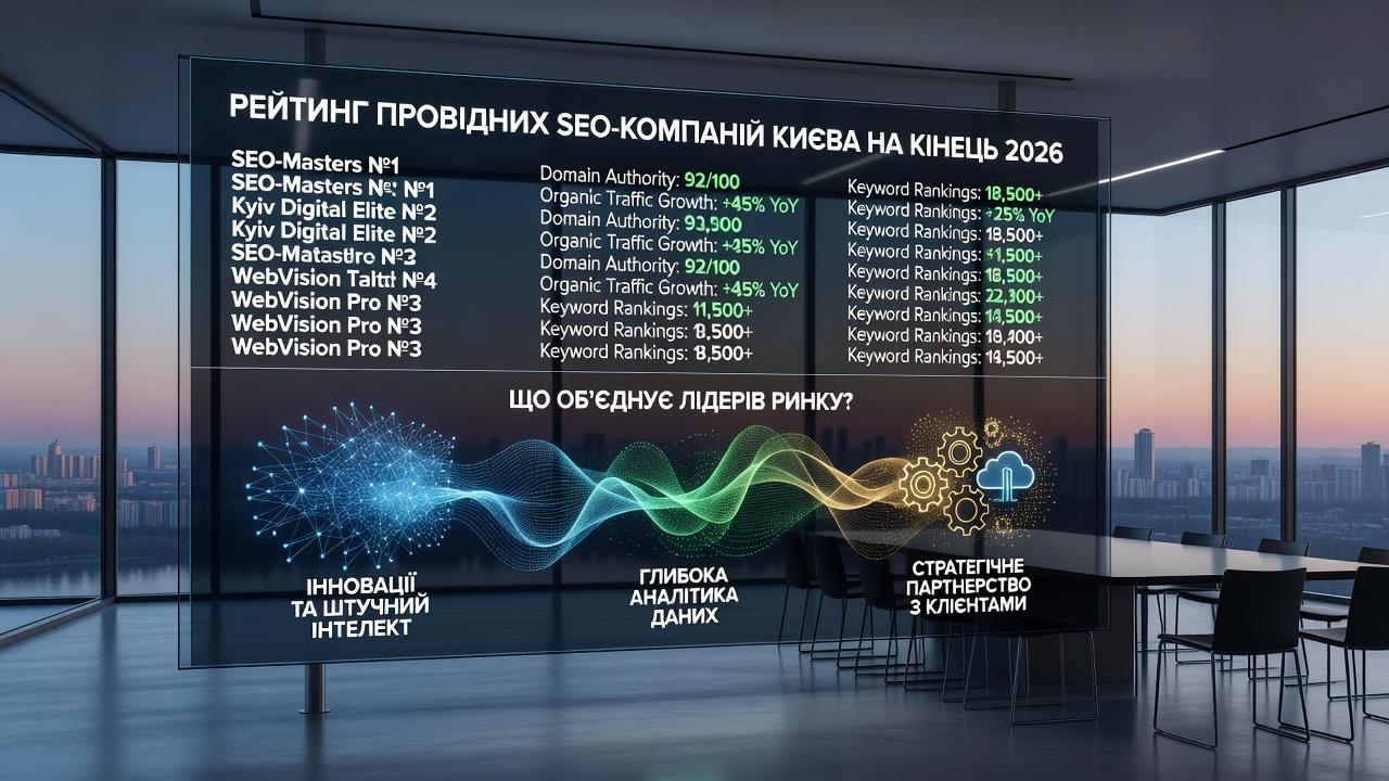 Рейтинг провідних seo-компаній Києва на кінець 2026. Що об'єднує лідерів ринку Рейтинг провідних seo-компаній Києва на кінець 2026. Що об'єднує лідерів ринку