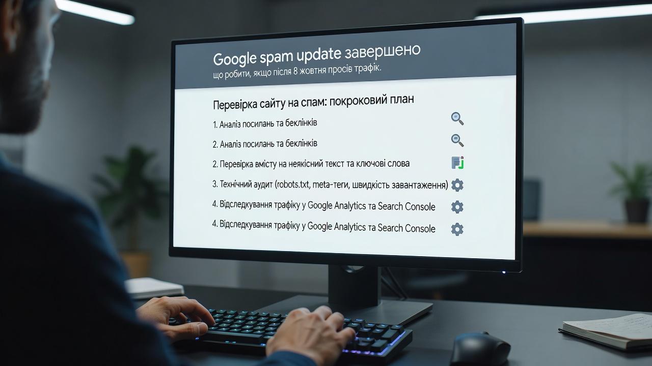 Google spam update завершено: що робити, якщо після 8 жовтня просів трафік. Перевірка сайту на спам: покроковий план Google spam update завершено: що робити, якщо після 8 жовтня просів трафік. Перевірка сайту на спам: покроковий план